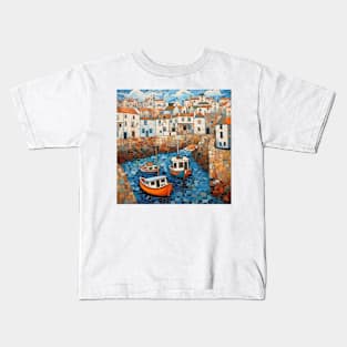 Fishing Boats at Mousehole Harbour Kids T-Shirt